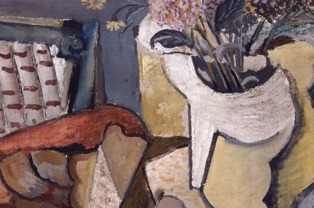 Emil Filla, Zátiší s vázou a svícnem (detail), 1922