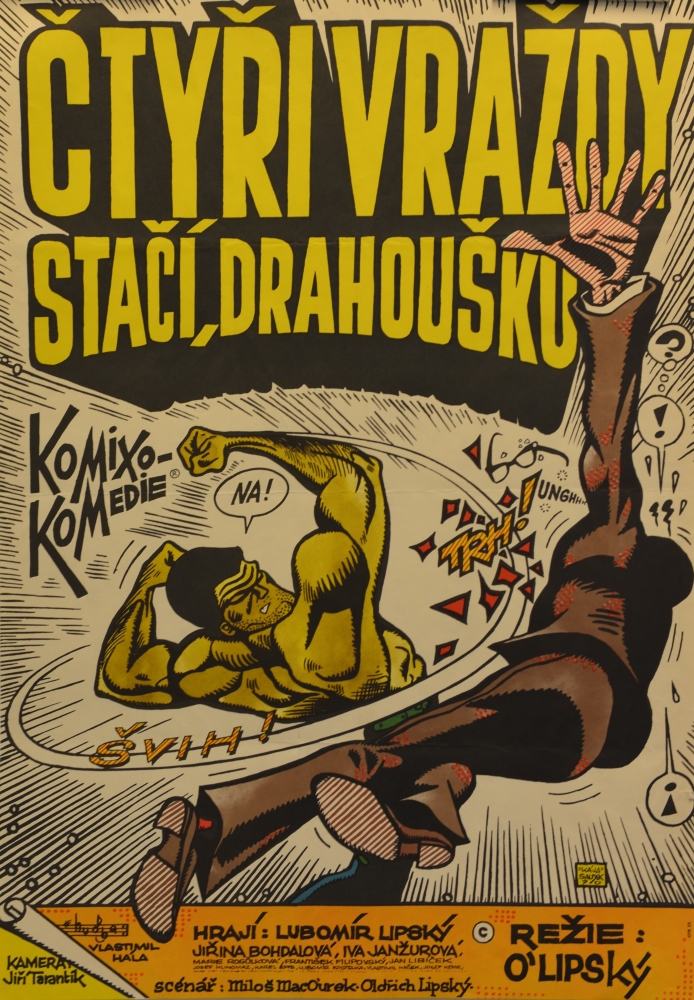 Kája (Karel) Saudek, Čtyři vraždy stačí, drahoušku, 1970, filmový plakát, tisk z plochy (ofset), papír, v 82,6 cm, s 57,5 cm, Moravská galerie v Brně