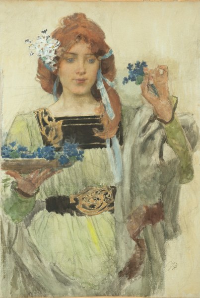 Vojtěch Hynais, Taussigs Violetta Unica Veilchen-Extrait, návrh na plakát pro firmu Taussig, 1900, Uměleckoprůmyslové museum v Praze