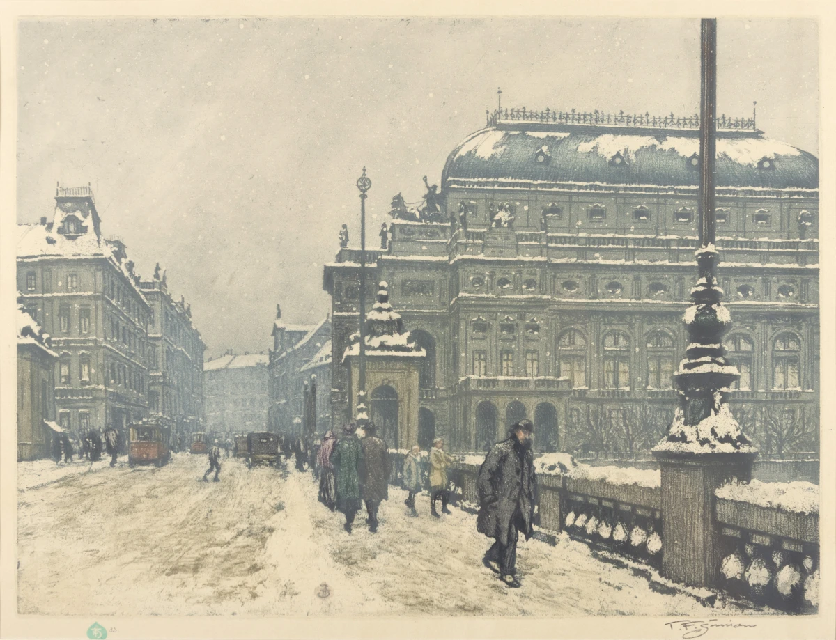 Národní divadlo v Praze v zimě